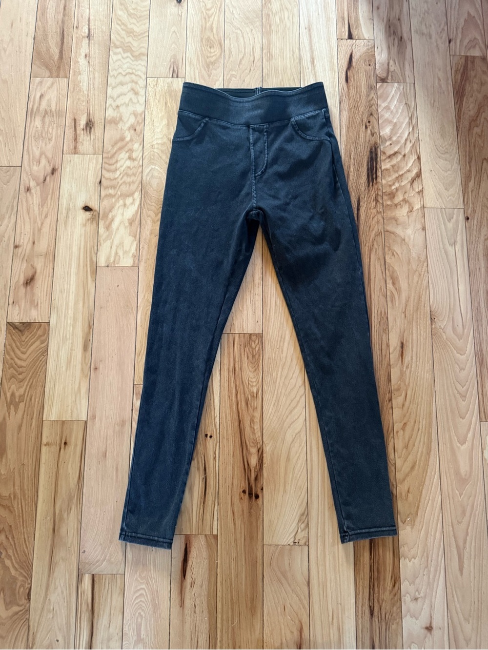 Charcoal gray pull on stretch jeggings size small skinny jeans look leggings
